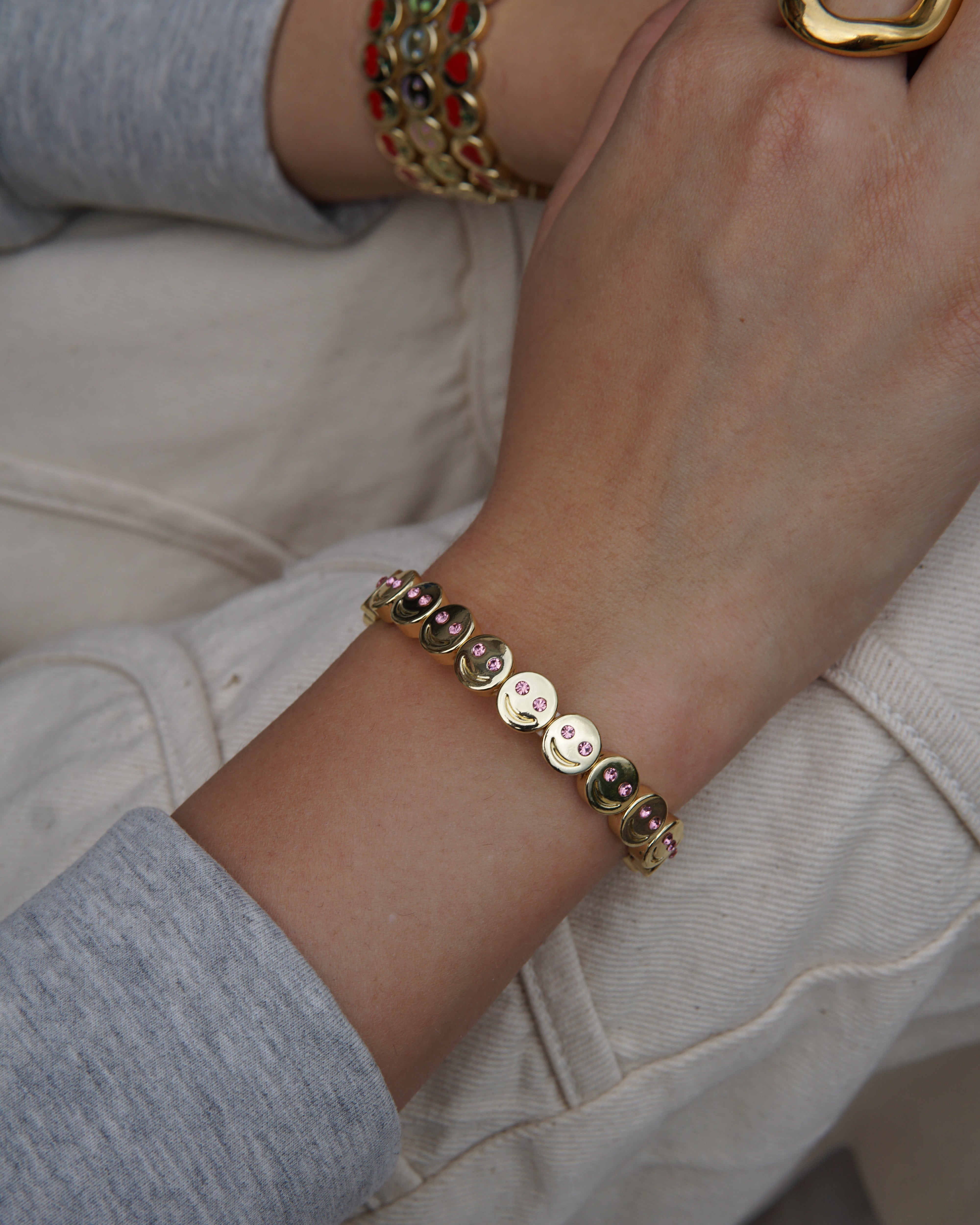 Mood Bracelet Pink Eyes - Gold