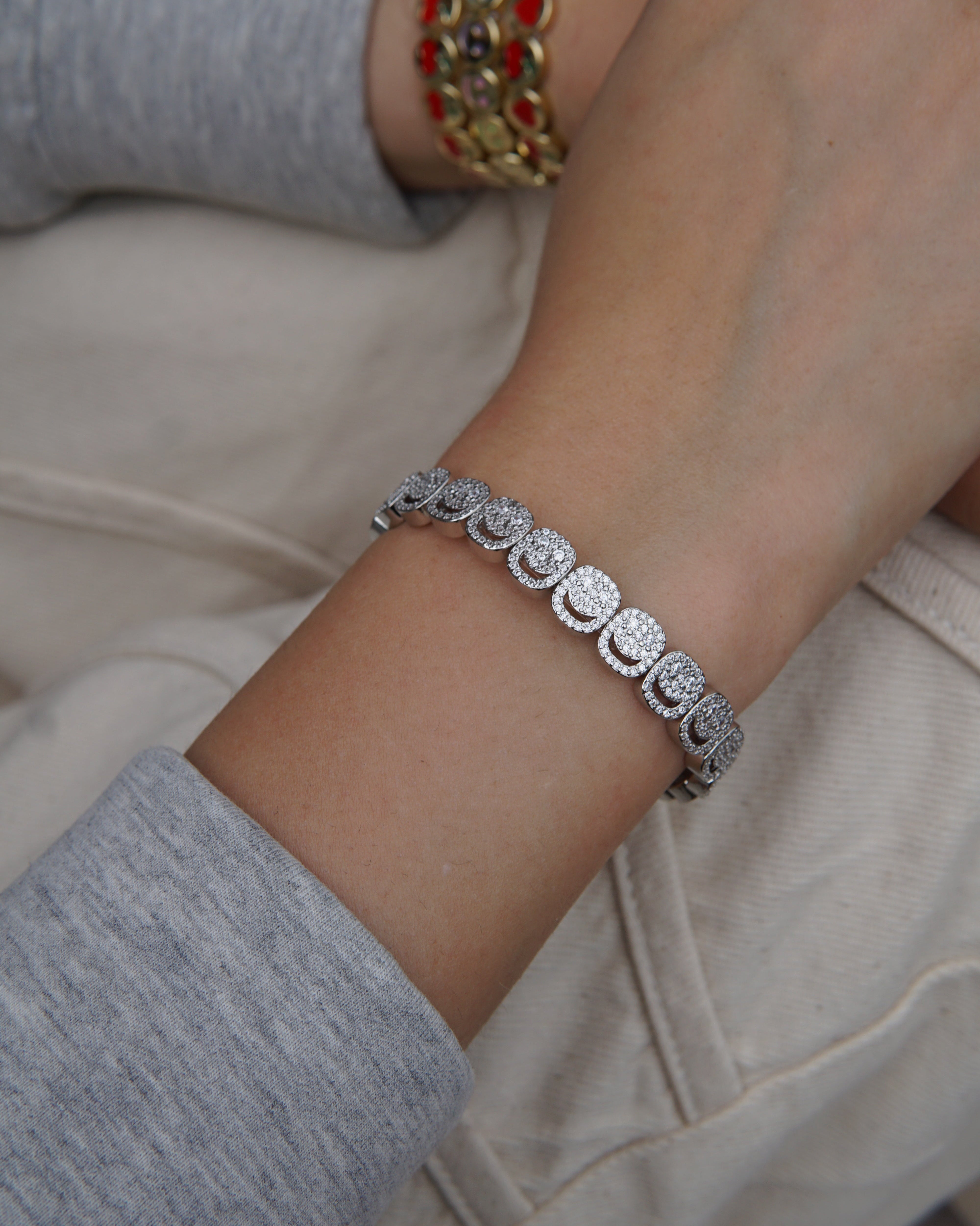 Sparkle Mood Bracelet White Eyes - Silver