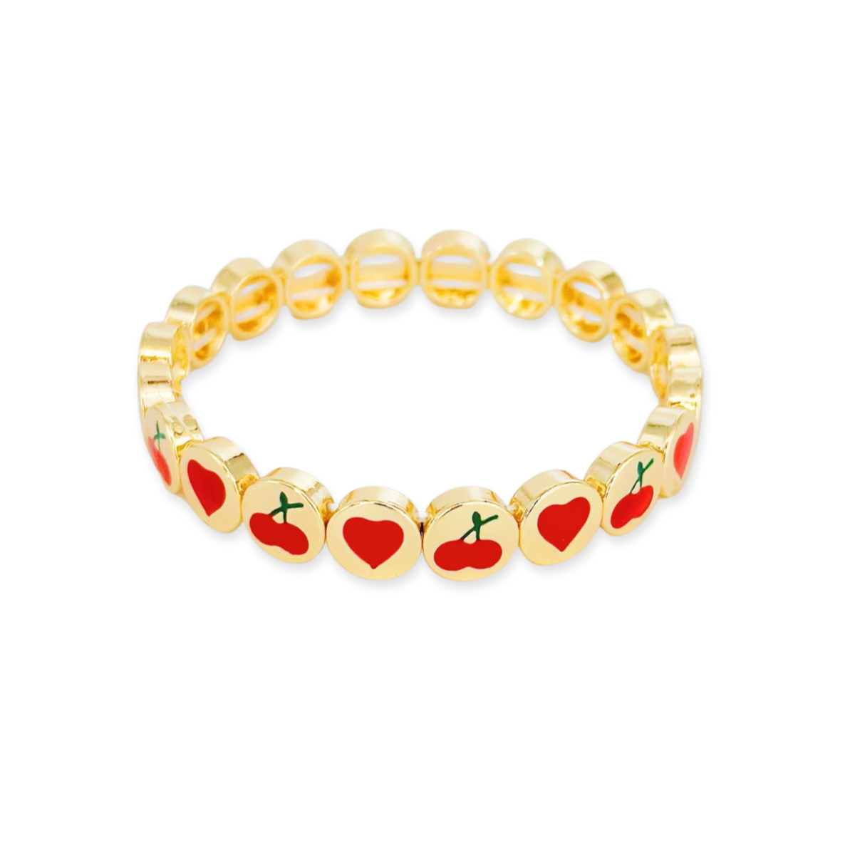 Heart & Cherry Bracelet - Gold