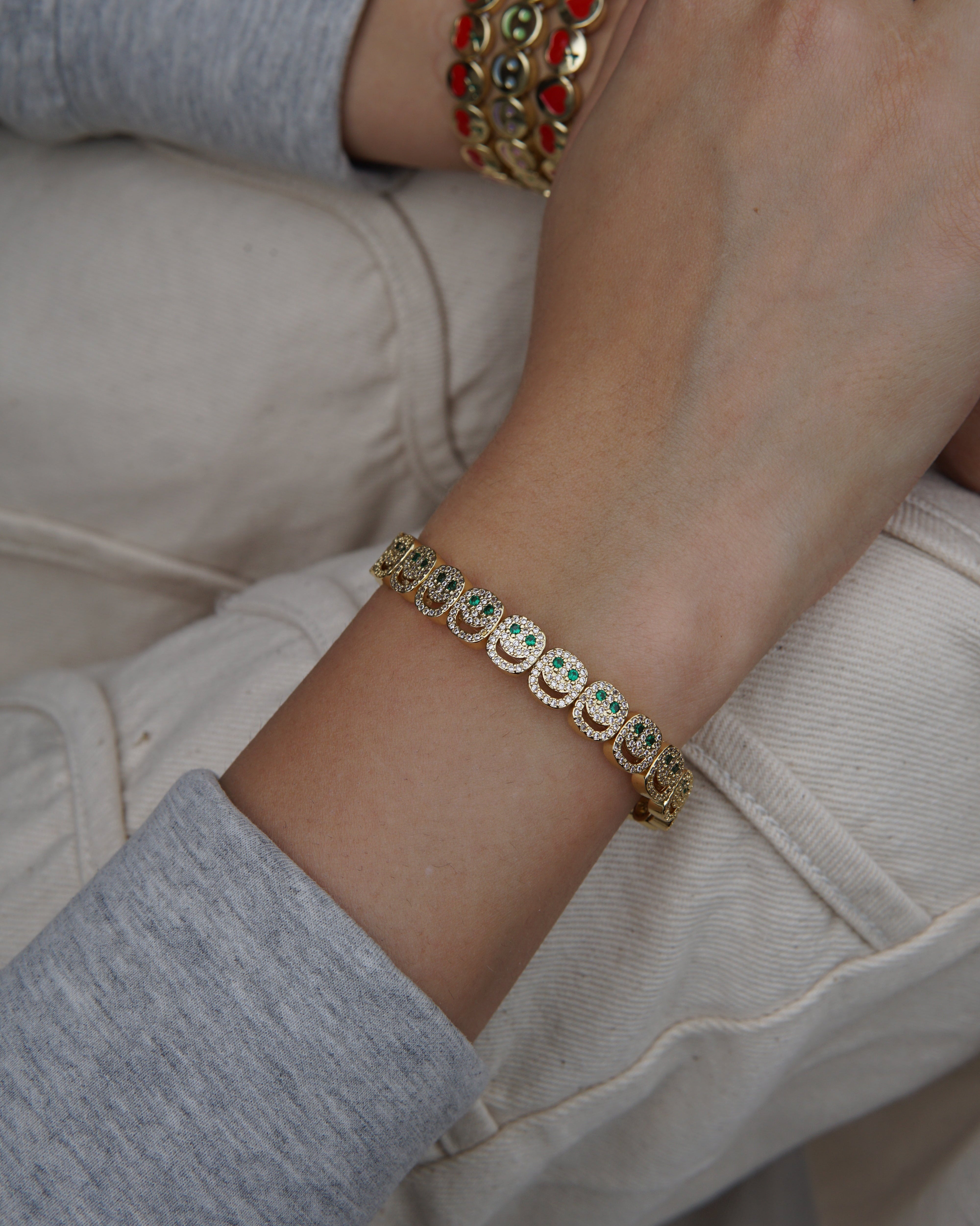 Sparkle Mood Bracelet Green Eyes - Gold