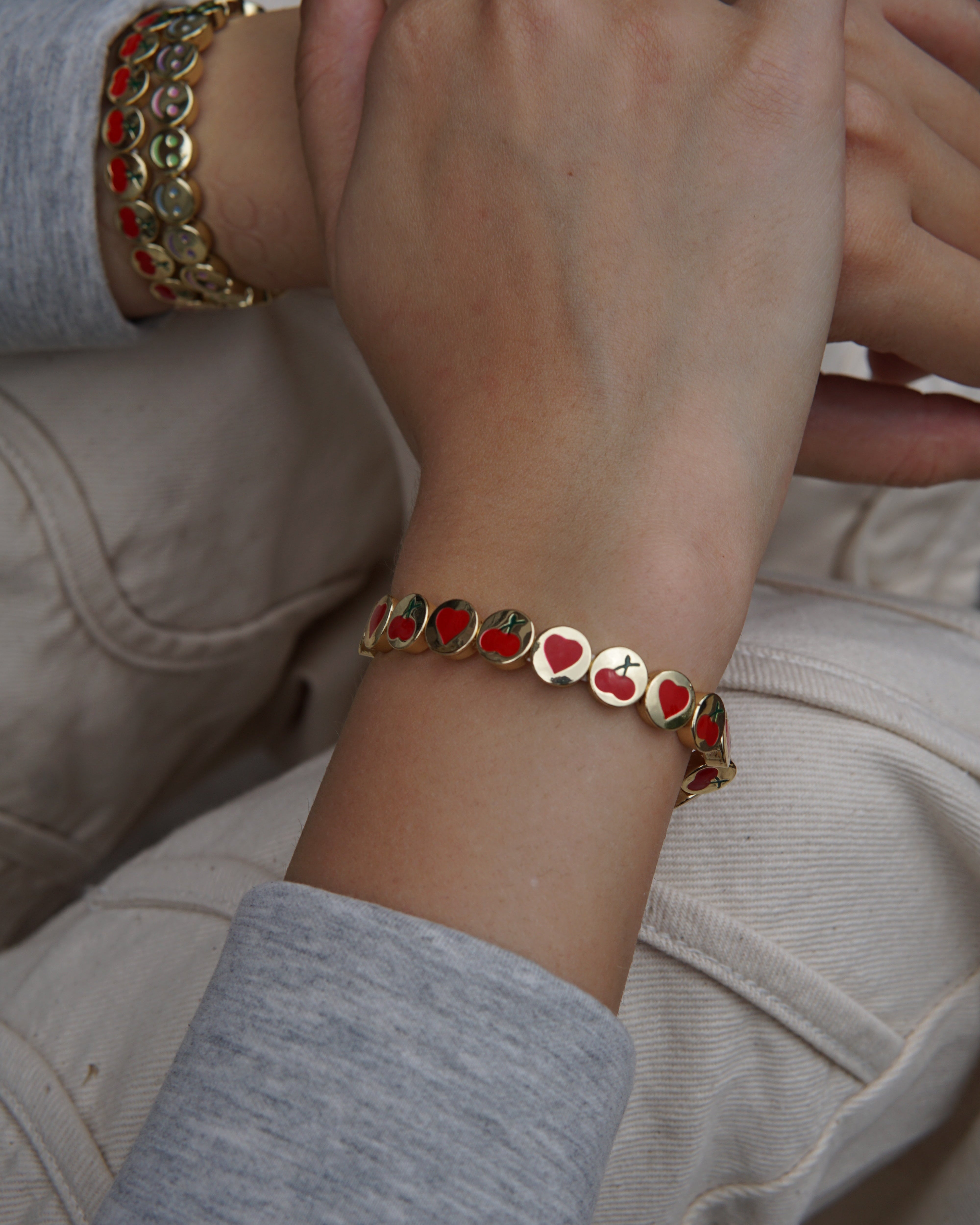 Heart & Cherry Bracelet - Gold