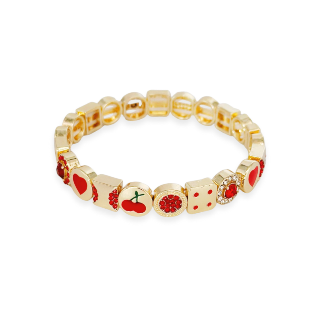 Red Mixed Bracelet - Gold