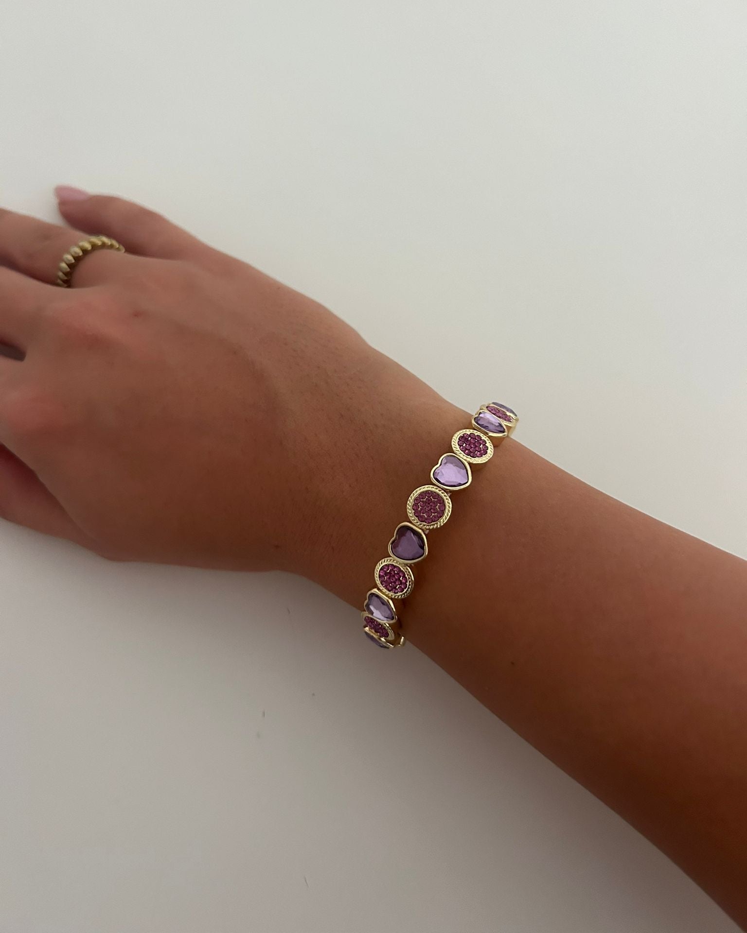 Heart & Flower Bracelet Purple