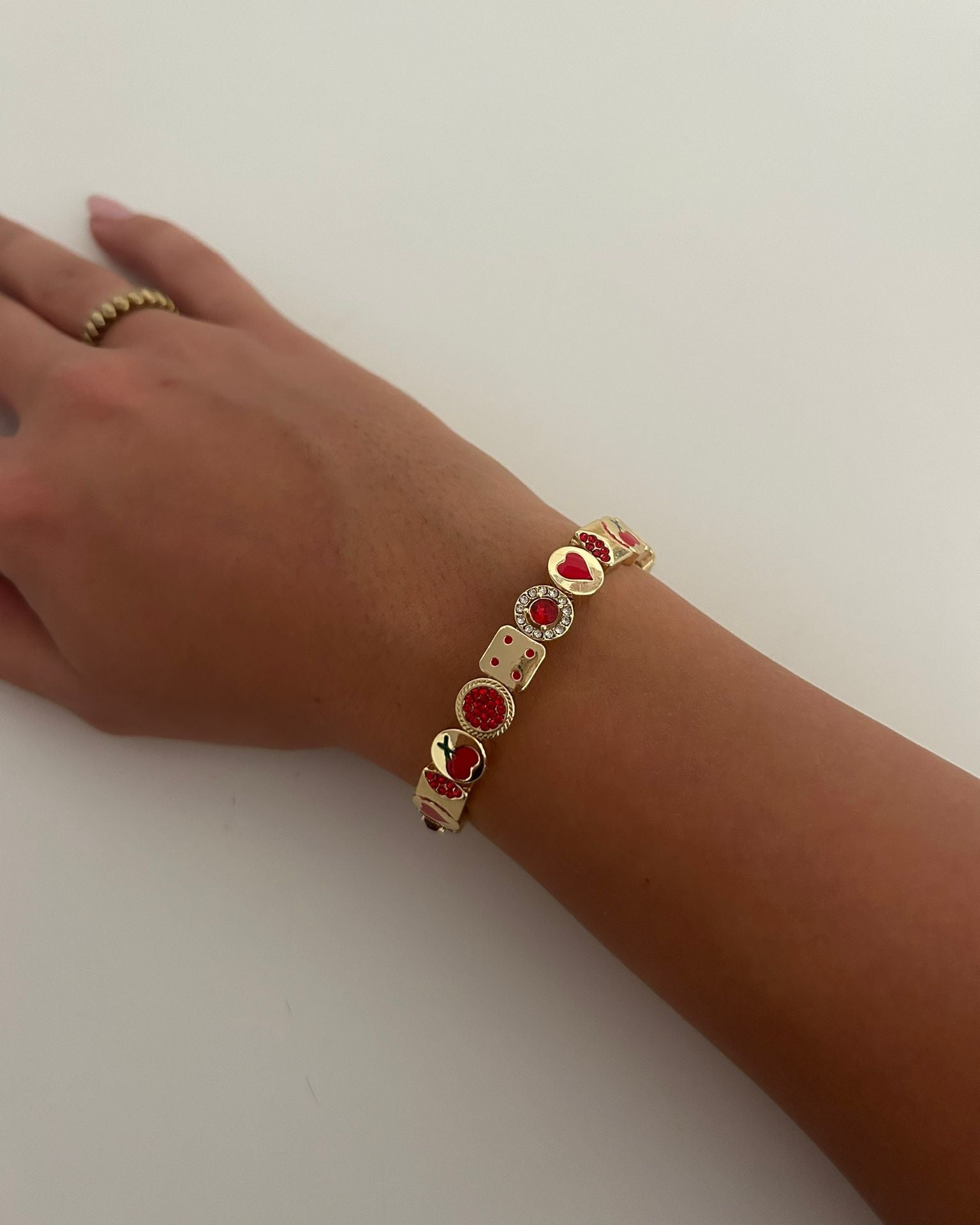 Red Mixed Bracelet - Gold