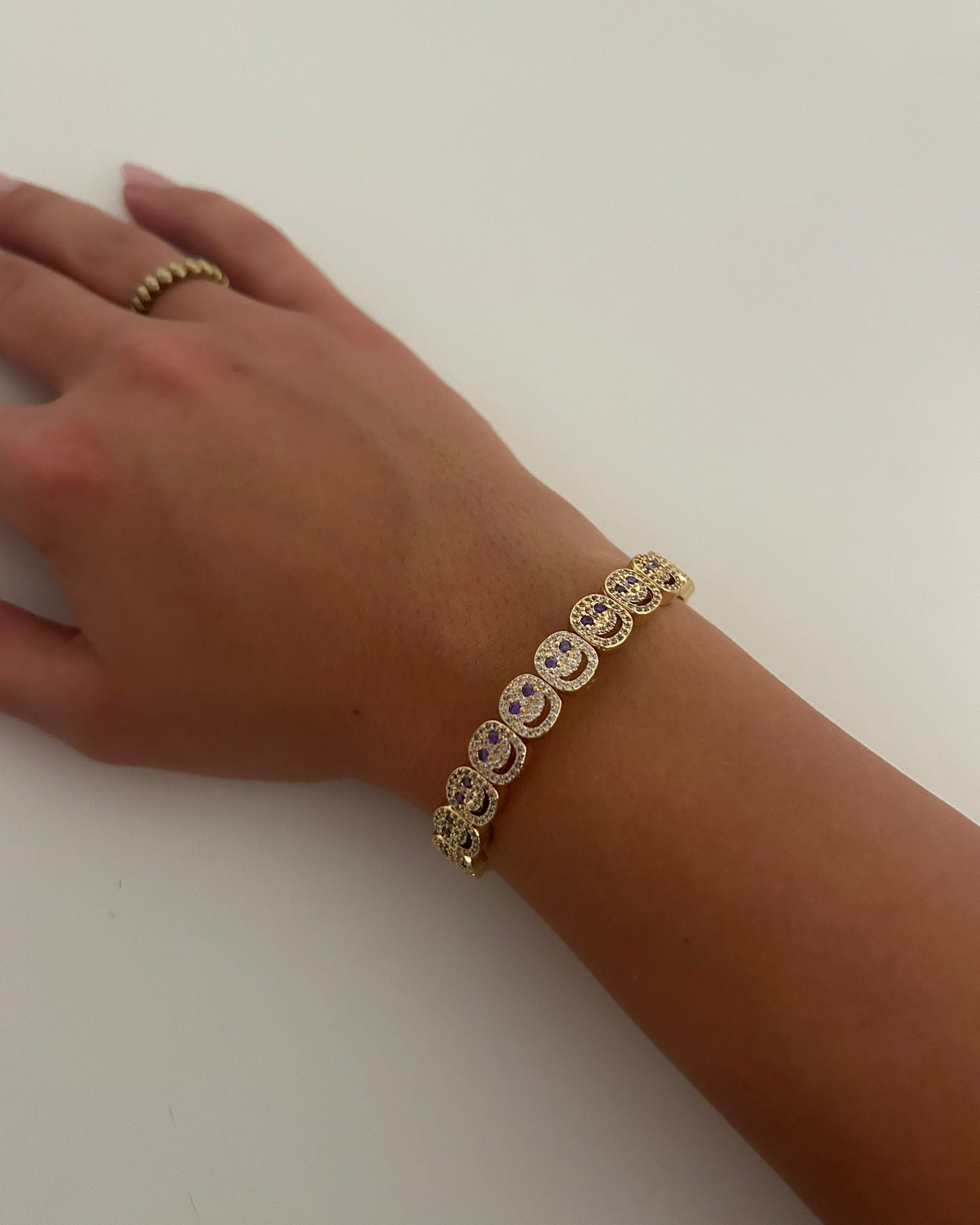 Sparkle Mood Bracelet Purple Eyes - Gold